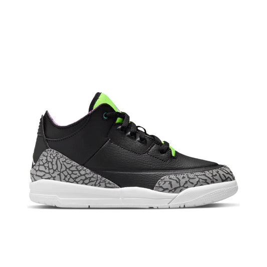 Air Jordan 3 Retro SE (PS) 'Electric Green' - Black/Violet Shock
