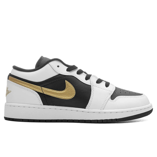 Air Jordan 1 Low (GS) - White/Metallic Gold/Black