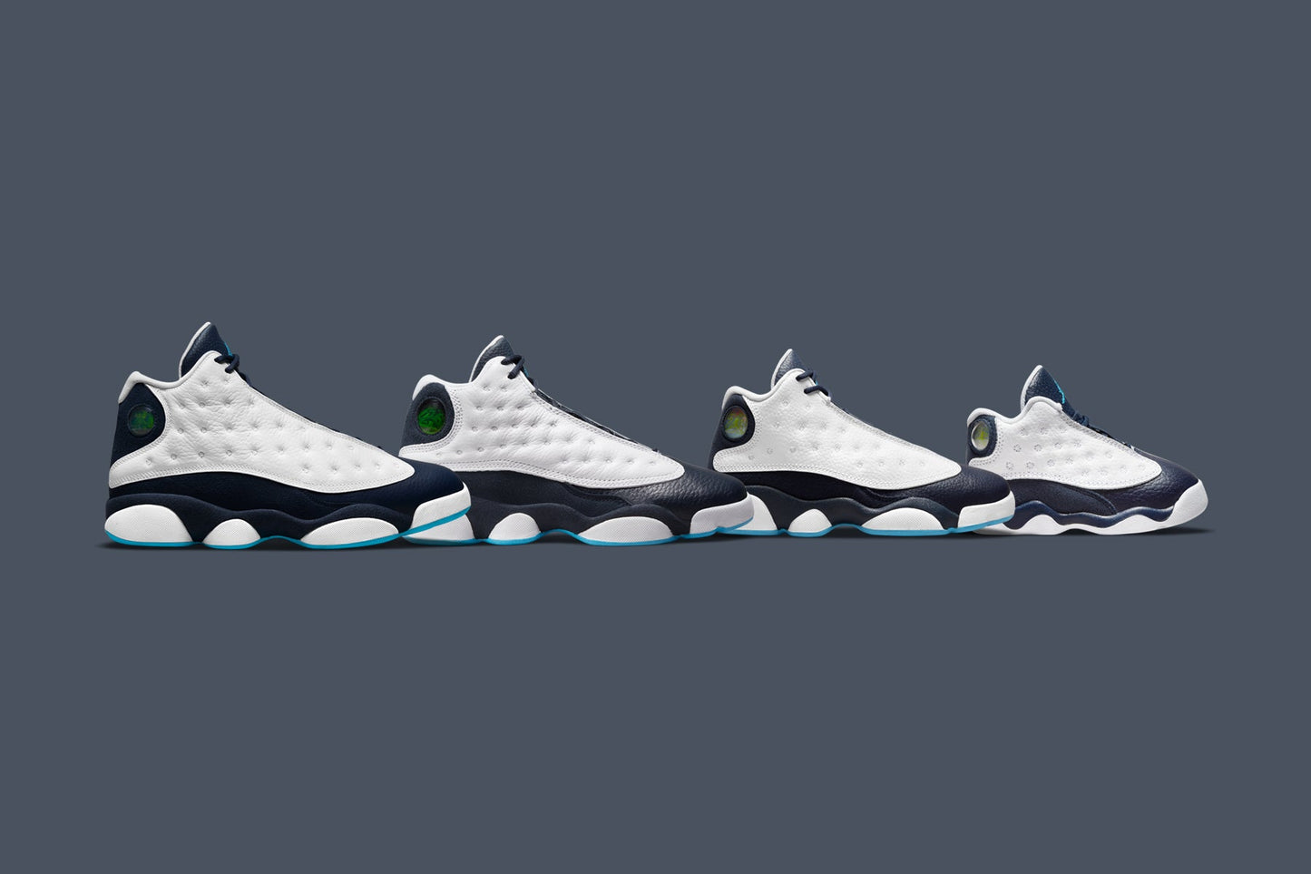 Air Jordan 13 Retro (GS) 'Obsidian' - White/Dark Powder Blue