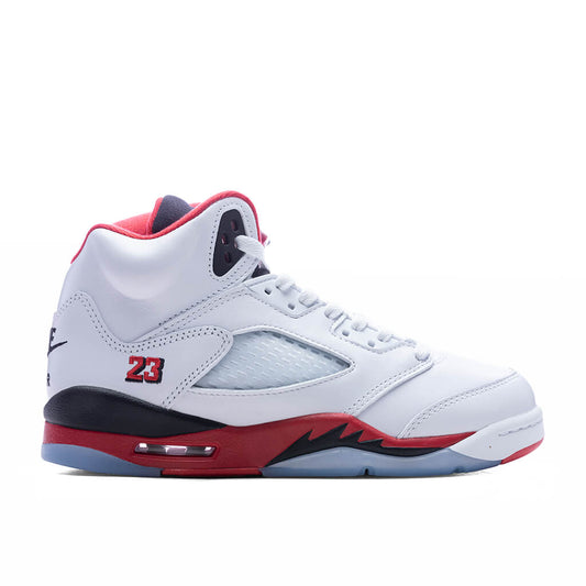 Air Jordan 5 Retro OG Fire Red 'Black Tongue' (GS) - White/Fire Red/Black